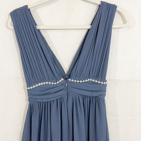 Lulus Heavenly Hues Chiffon Formal Maxi Dress Gown V-neck Empire Waist - Size XS - Picture 4 of 12